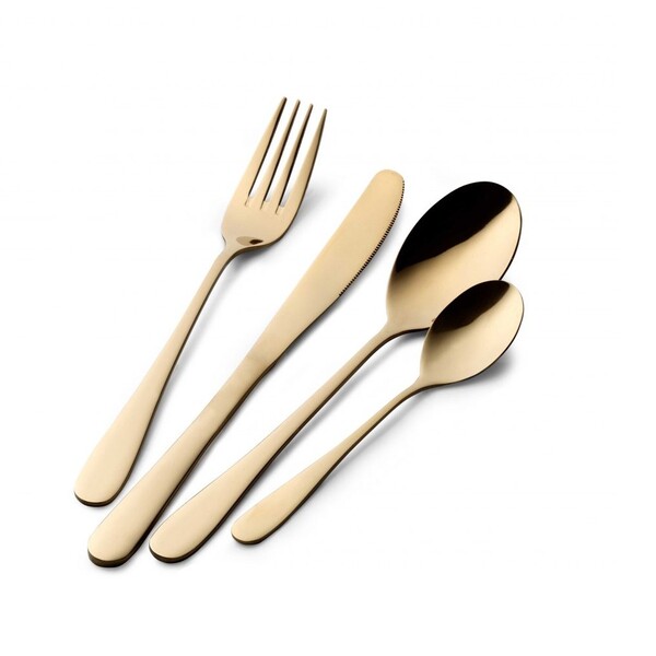 24pcs Golden Stainless Steel Cutlery Set, Dinner Spoon & Fork